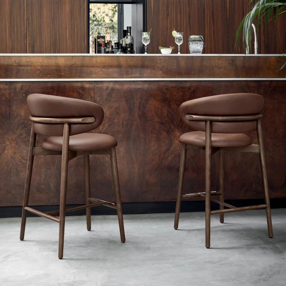 hot-sale Luxury Customized home furniture barstool Restaurant Kitchen solid wood Frame high bar chairs