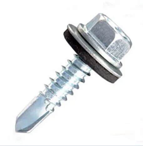 Galvanized drilling screw,zinc roofing screw with bonded washer