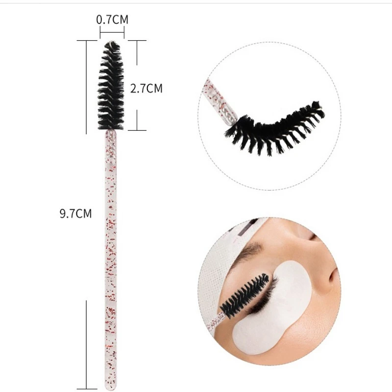Microfiber Materials Small Micro Mascara Applicator Kit Disposable Glitter Long Tip Eyelashes Brush For Eyelashes