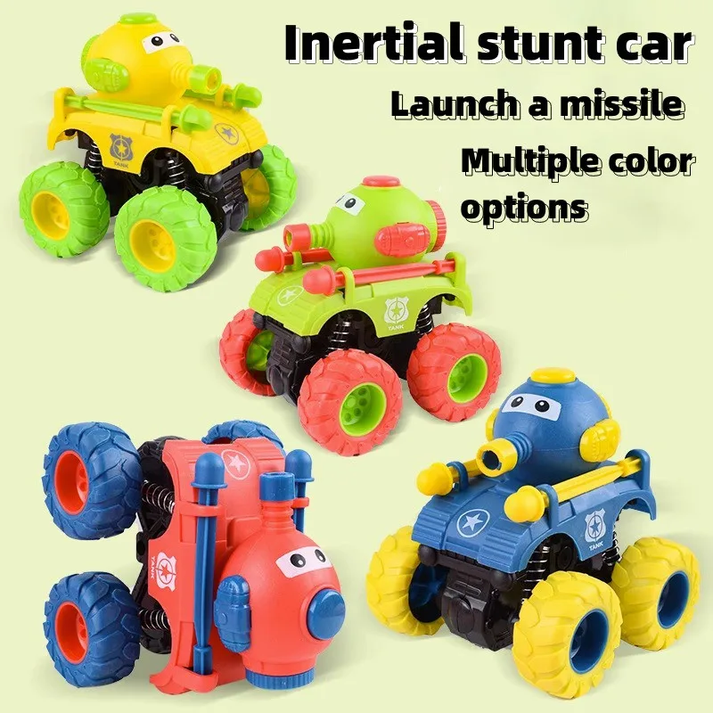 New Arrival Products of  Tank Dual Inertia Stunt off-Road Car With Plastic Press To Launch The Missile Toys For Kids