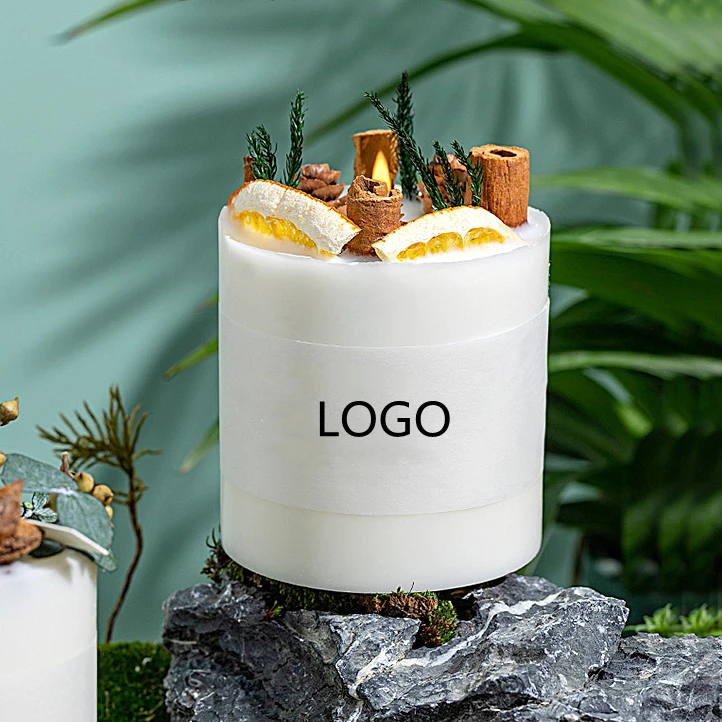 Customized Aroma Fashion Private Label Flower Pressed Wedding Birthday Gift Pillar Soy Wax Aromatherapy Scented Candles