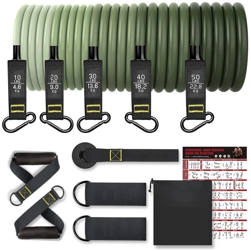 11 Pcs Elastic Workout Rubber Tube Band Resistance Bands Set Loop Resistance Bands Sets