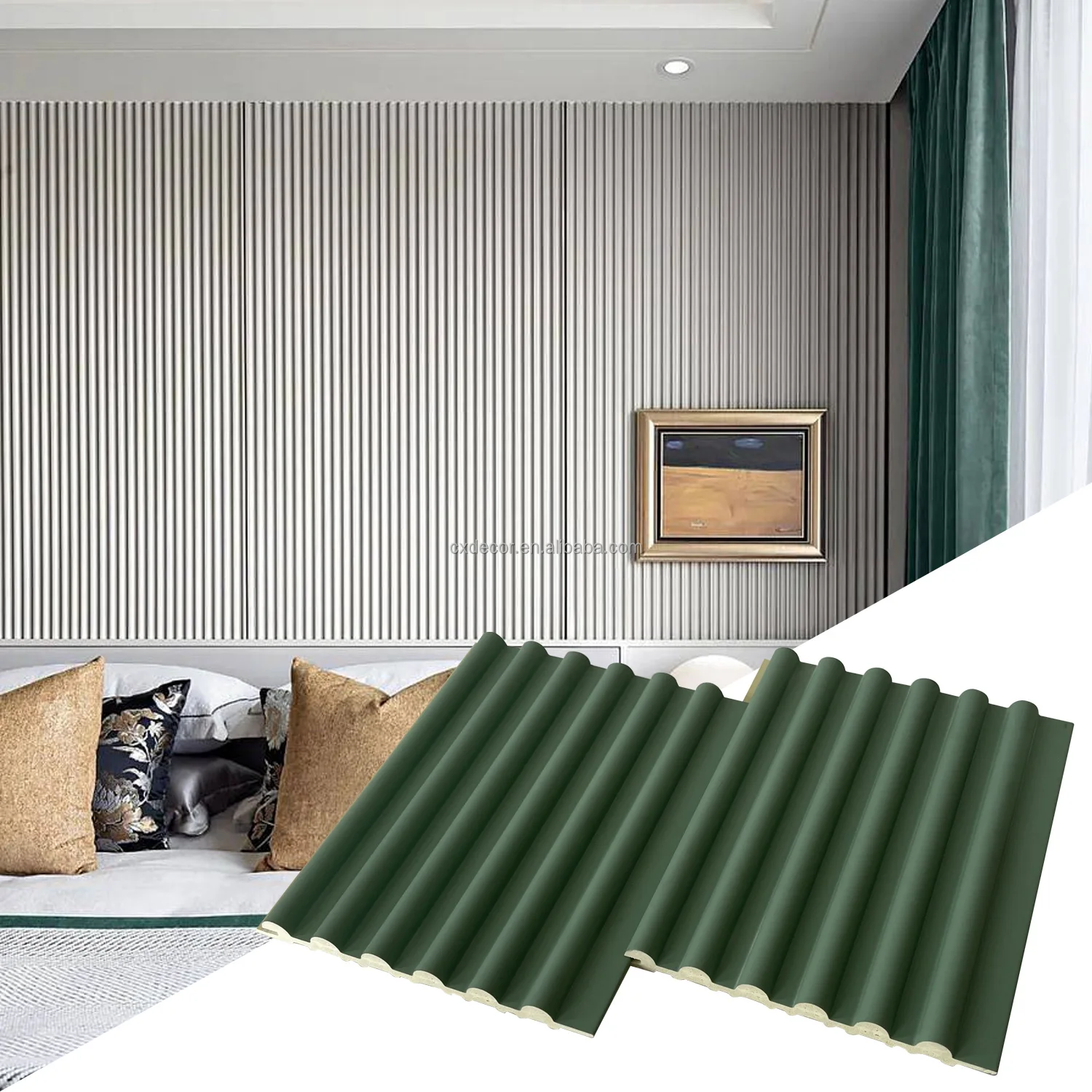 High Quality New Design Fluted Slat 3D Pvc Wooden Wainscoting Interior Wall Decorative Siding Cladding Wood Panel