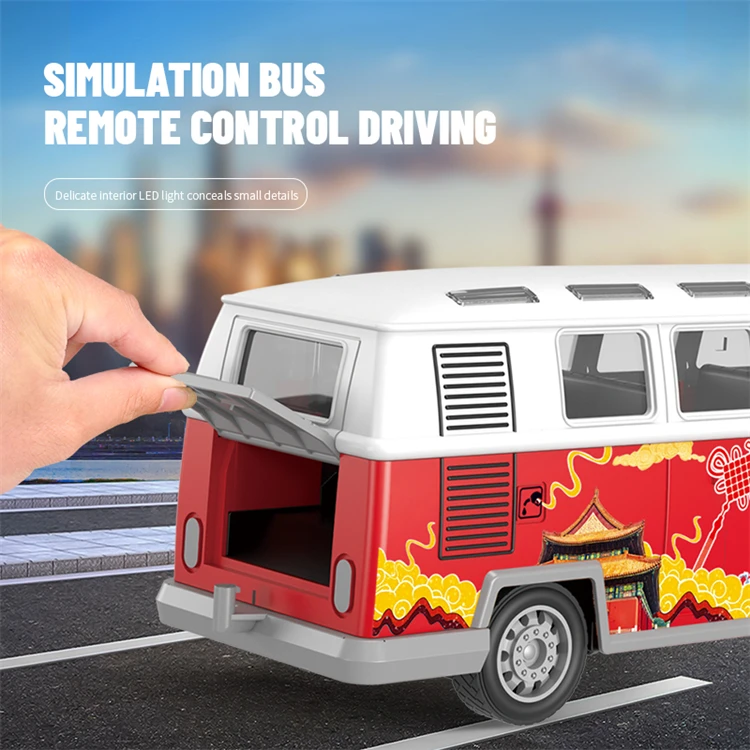 4CH 1 30 open rear door manually high speed vintage bus remote control school sightseeing electric RC toy bus for kid