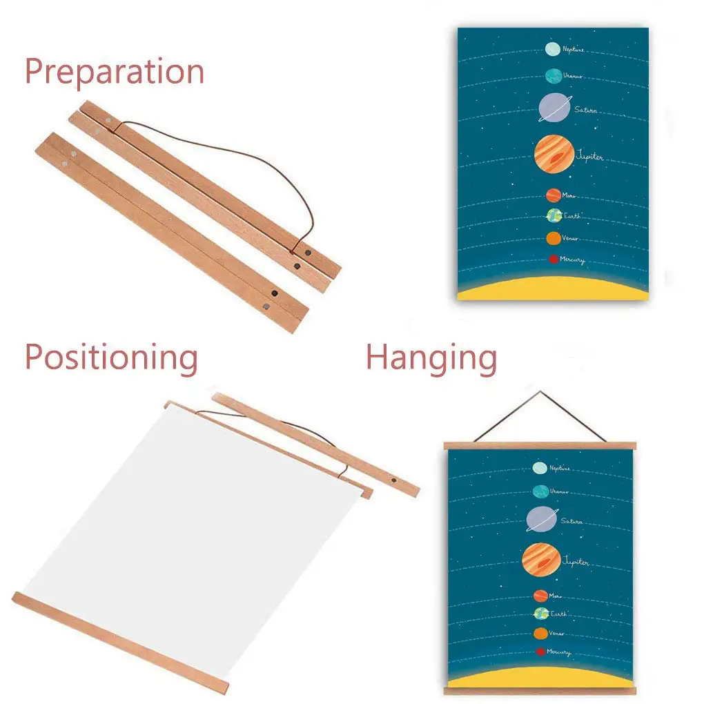 Магнитный постер из натурального дерева настенный без рамки научная солнечная система холст Художественная печать тема космоса планета живопись