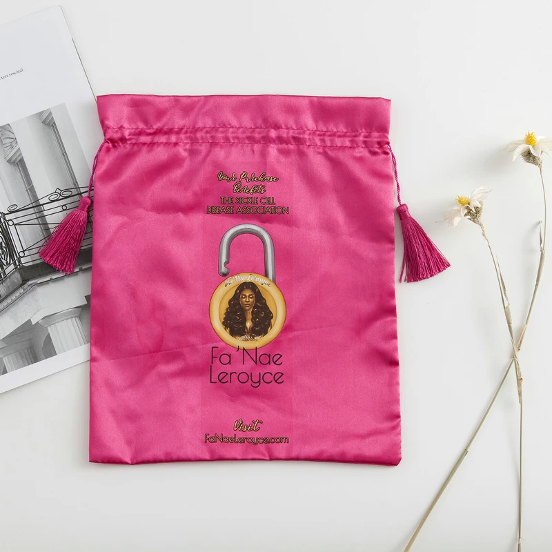 Customized Satin Pouch Bag with Logo for Hair Clothes Shoes Jewelry Cosmetics Gift Silk Satin Bag Packaging Wig Storage Bag