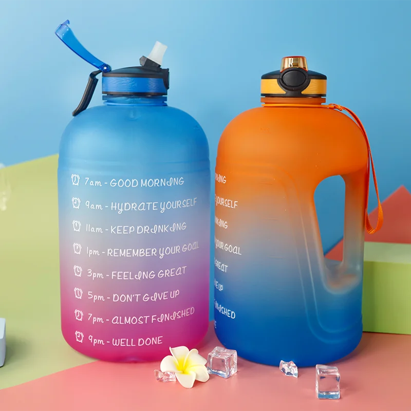 Large one Gallon/128oz Motivational Water Bottle with Time Marker & Straw,Leakproof Tritan BPA Free Water Jug