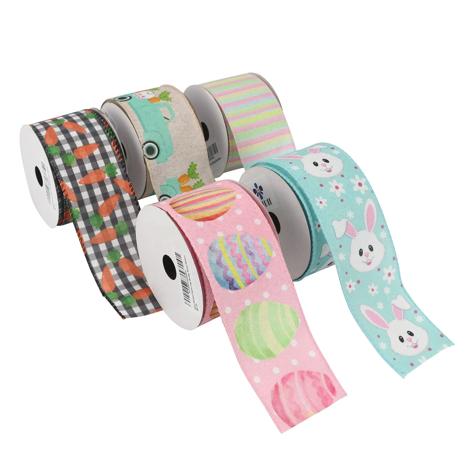 
Huihuang Factory Wholesale Custom Easter Day Pattern Printed Holiday Wired Ribbon 