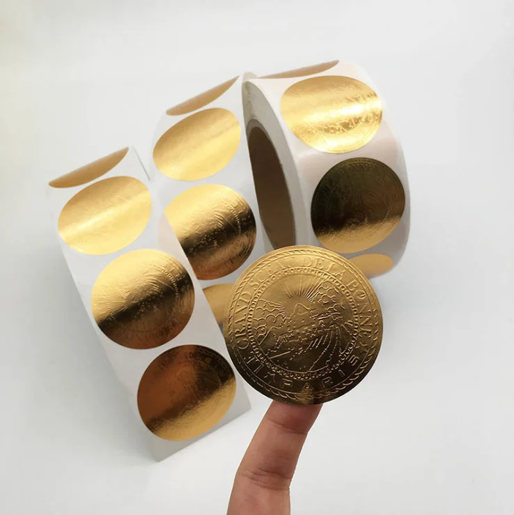 Custom Waterproof Plastic Self Adhesive PVC Gold Foil Embossed Round Sticker Label For Packing