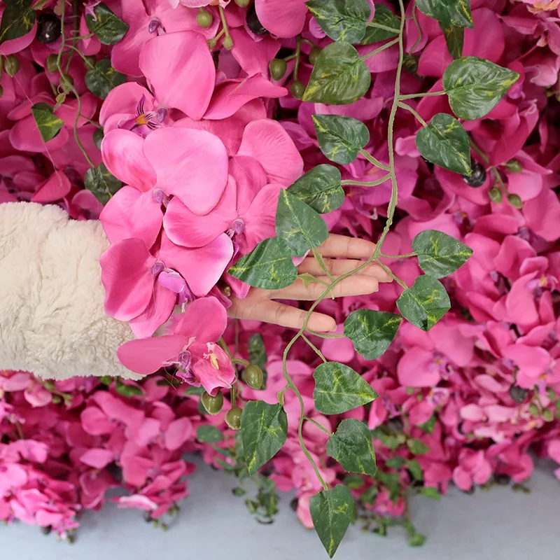 LFB2092 Custom Silk 3D Artificial Flower Wall Panels Pink Orchid Flower Wall Backdrop For Wedding Decoration