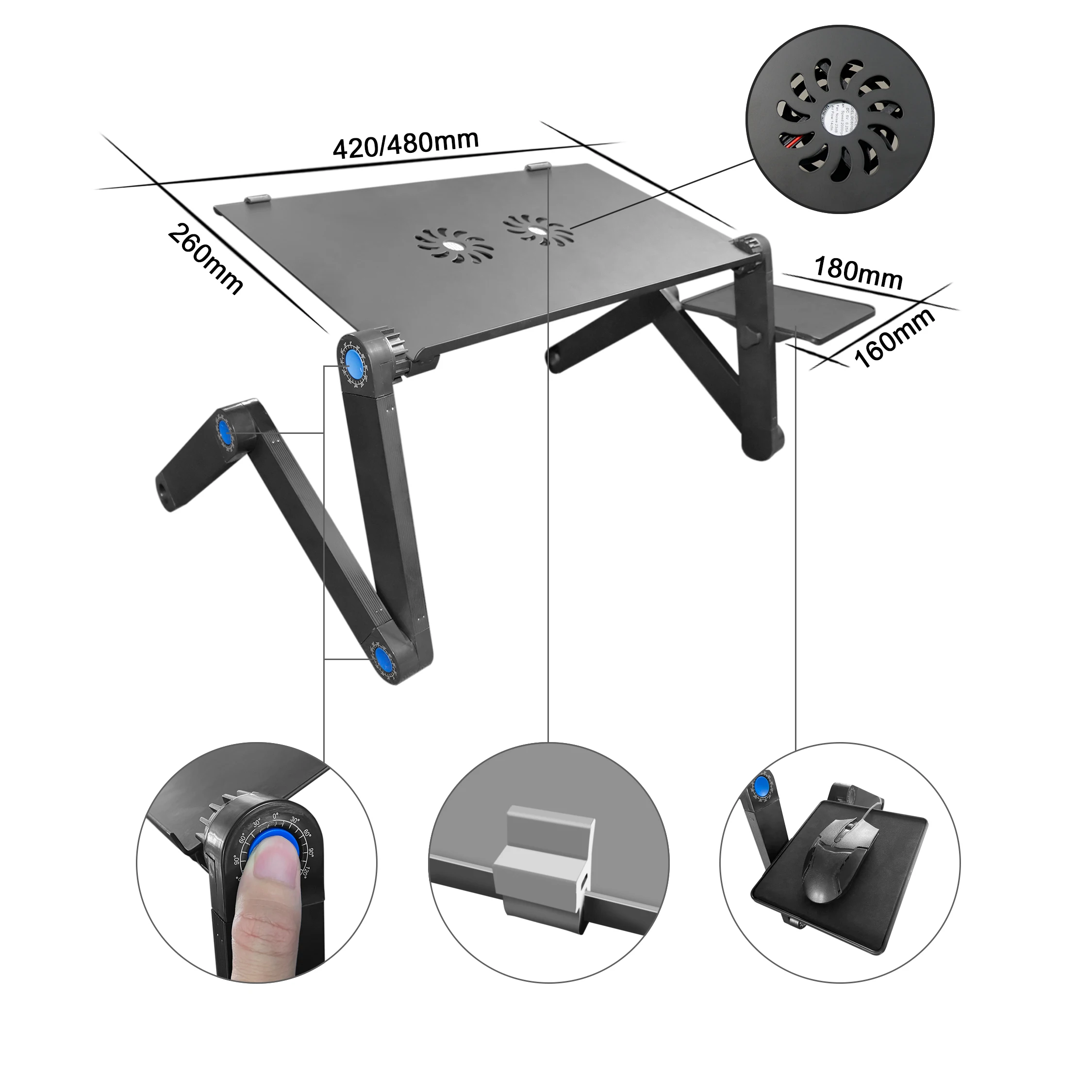 Manufacture Modern Computer Aluminium Stand  Adjustable Height Foldable Laptop Notebook Riser Table Desk