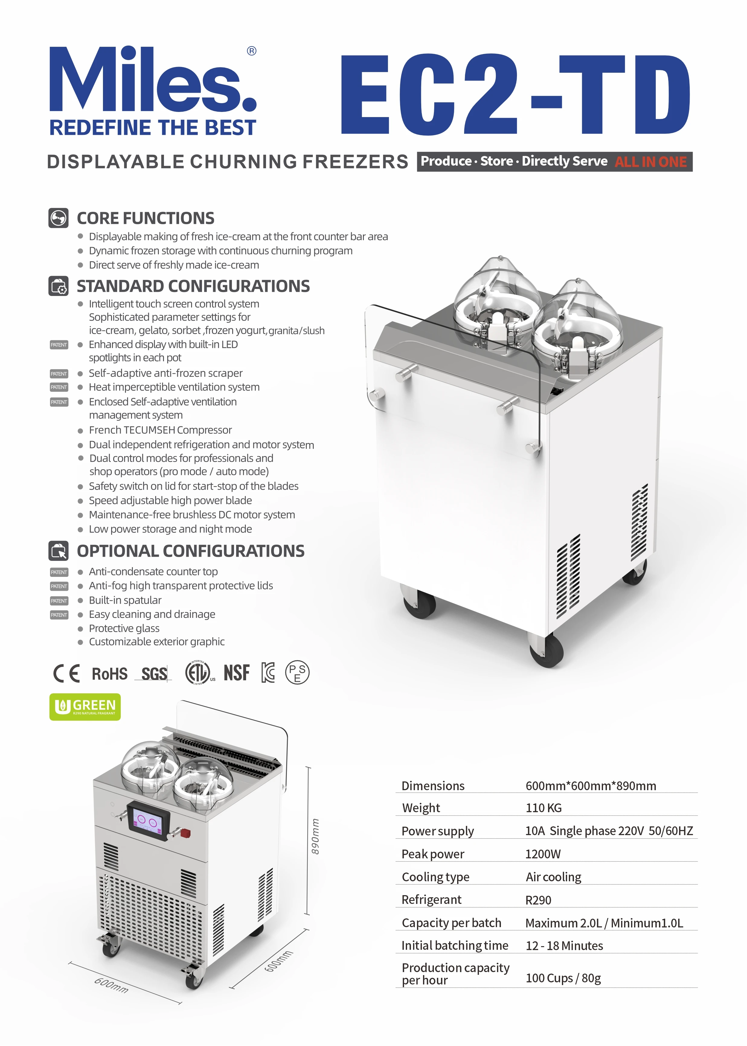 2 tubs commercial hard ice cream gelato machine Good quality low price NSF CE certificated limited budget but quality standards.