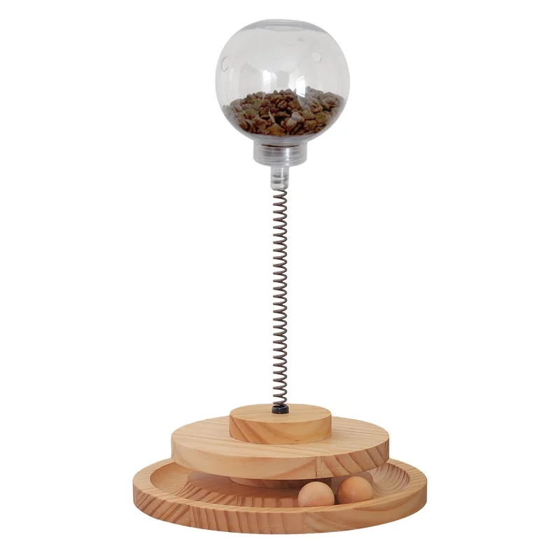 Manufacturer direct selling wood  cat stick interactive toy cat toy ball