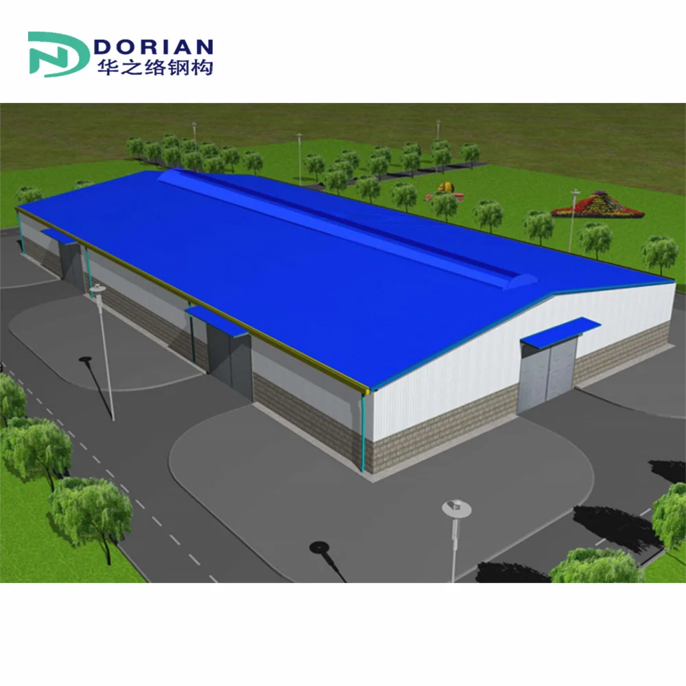 Standard Size Curved Roof Red Iron Steel Structure Beam Workshop Warehouse Shed Building For Sale