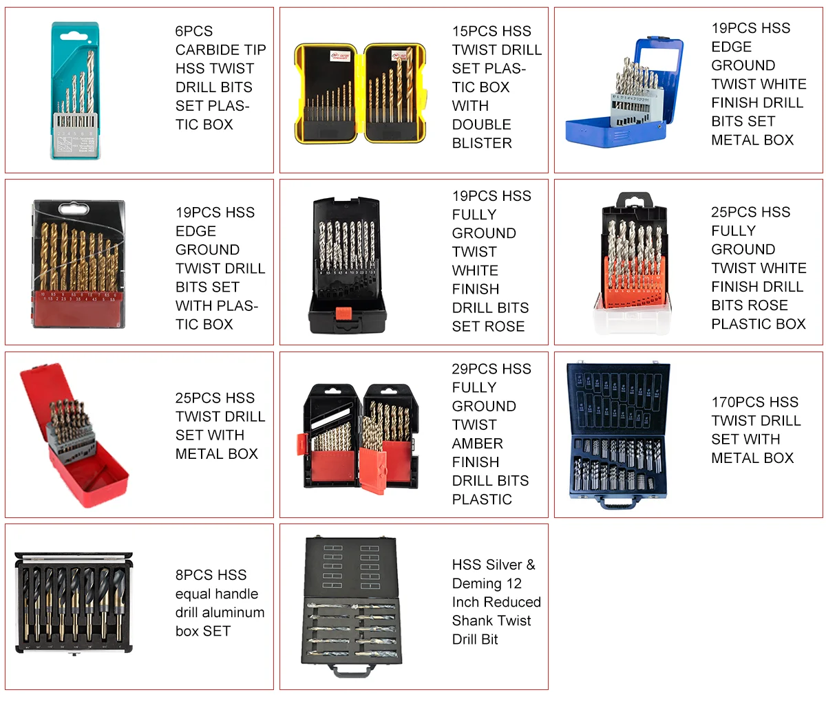 Chinese manufacturer 170 pc HSS Drill Bits Set 1-10mm Quality Drill bits in Metal Case
