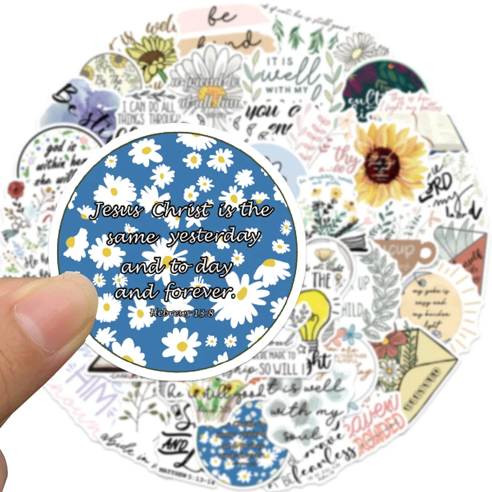 50PCS Bible Phrases Series Graffiti Stickers, Waterproof Vinyl Decals For Water Bottle Laptop Hydroflask Scrapbook Skateboard Mo