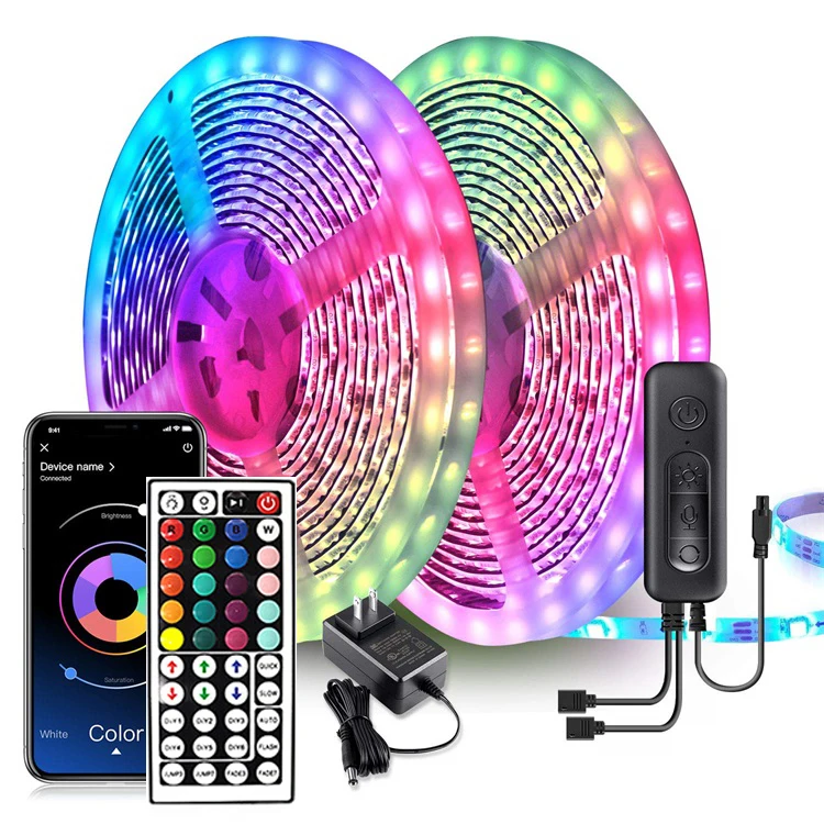 SMD 5050 Смарт цветных (RGB) светодиодных лент 12В водить 60leds IP65 светодиодные полосы света с ИК-пульт дистанционного управления 24-мя клавишами