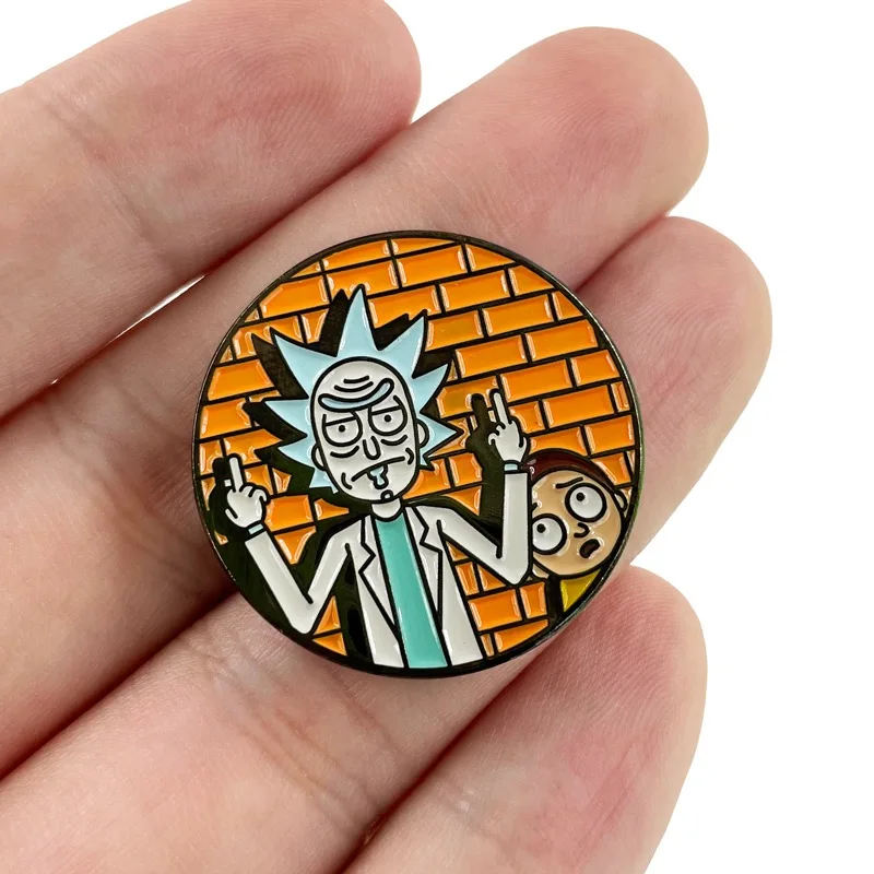 Customized Rick and Modi Cartoon Soft  Emblem Pins Metal Accessories Creative Funny Gift