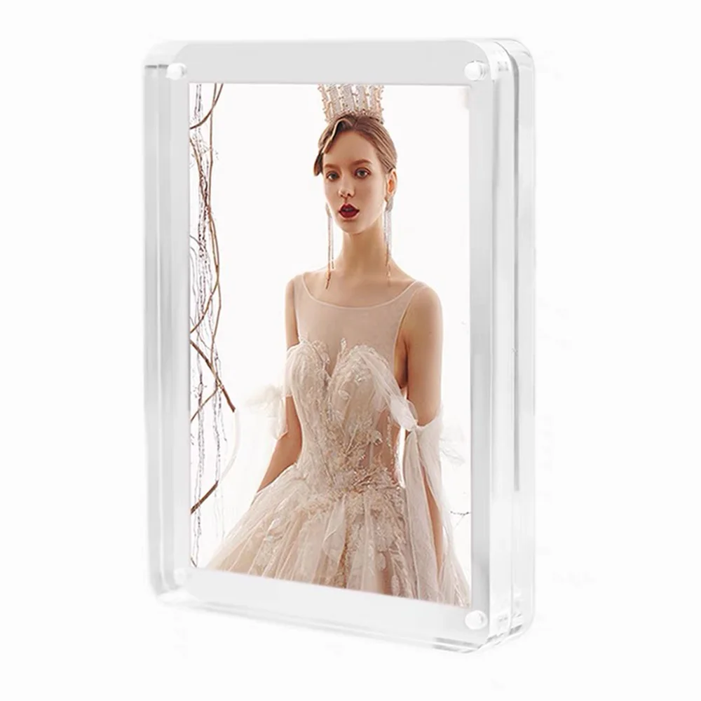 Transparent recyclable competitive price magnetic cube 8x10 healthy acrylic photo frame without odor