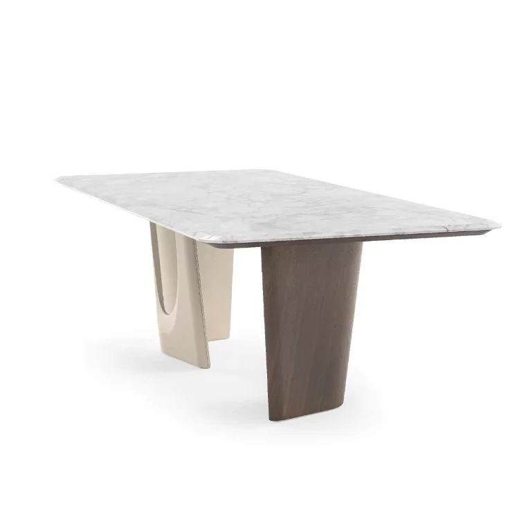 Italian Modern Dining Room Sets Latest Design Marble Dining Tables with Wooden Base Steel Furniture for Living Room