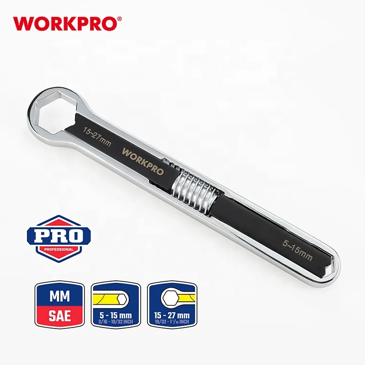 WORKPRO 5-27 мм 3/16 '-1 1/16' метрики и SAE Регулируемый универсальный ключ дюймовый