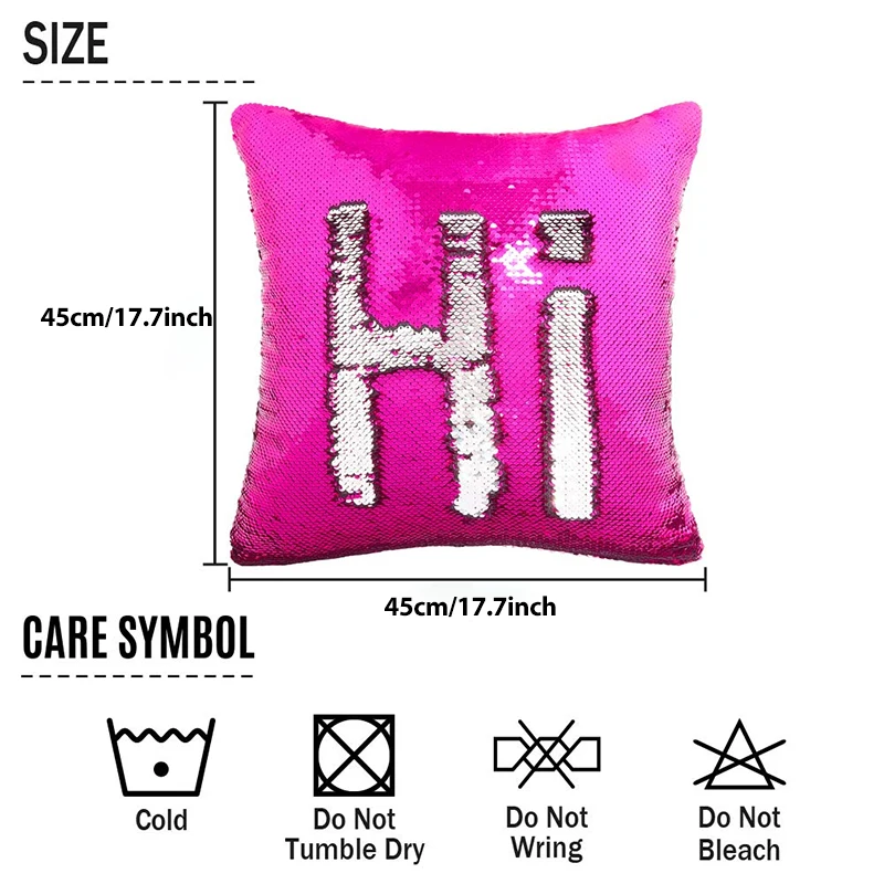 Glitter Reversible Flip Sequins Pillow Cover Magic Mermaid Fish Pillowcase Parkly Fun Shines Throw Cushion Cover