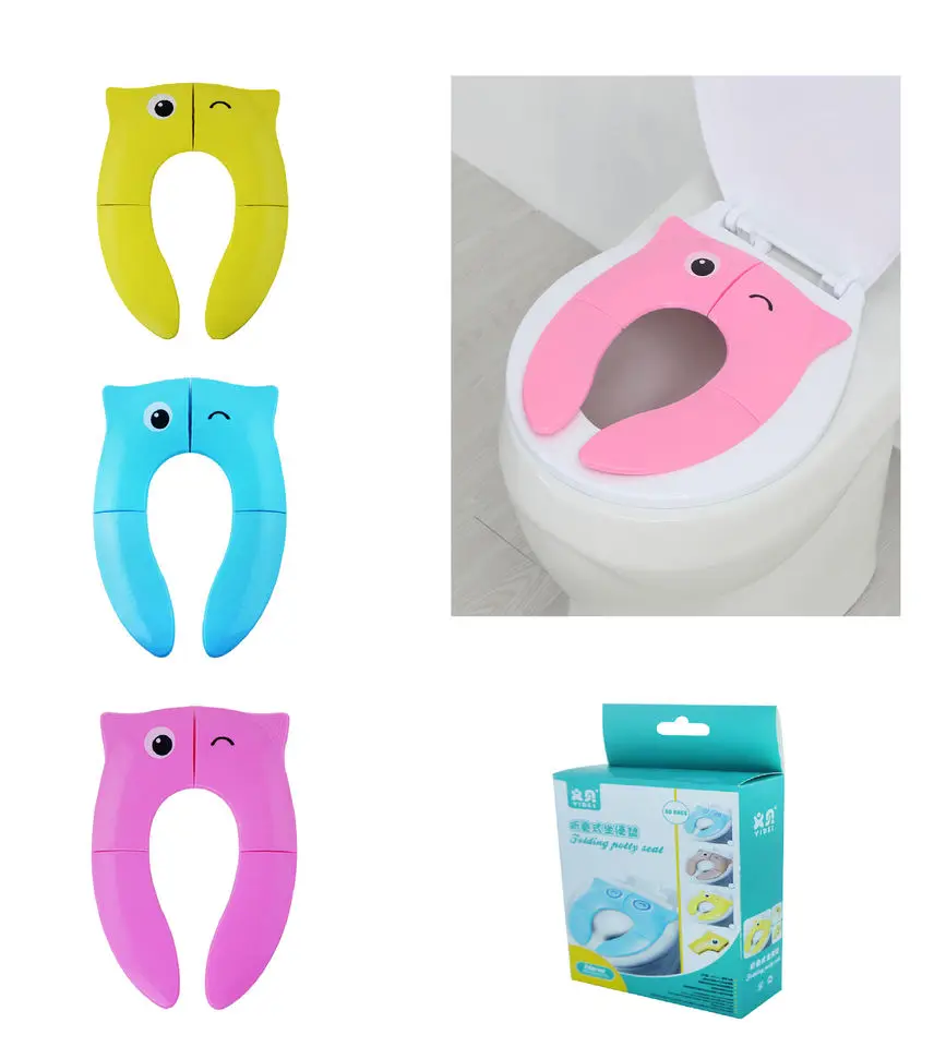 Baby Folding Travel Potty Seat for Toddlers Fits Round & Oval Toilets Non-Slip Reusable Portable Toilet Seat Cover