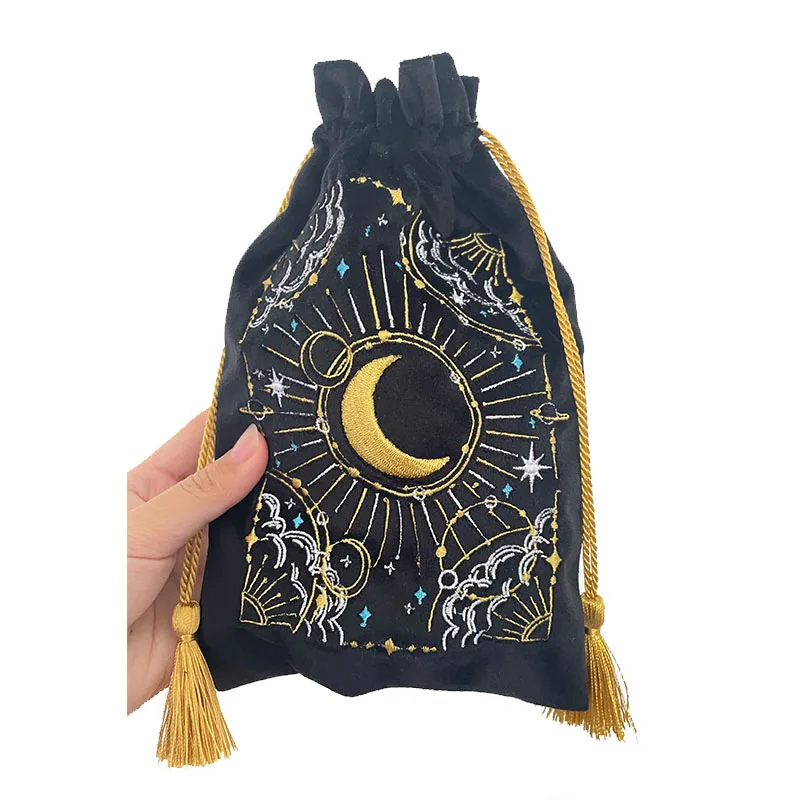 Jewelry Power Bank Tarot Velvet Pouch Embroidery Pattern Bag