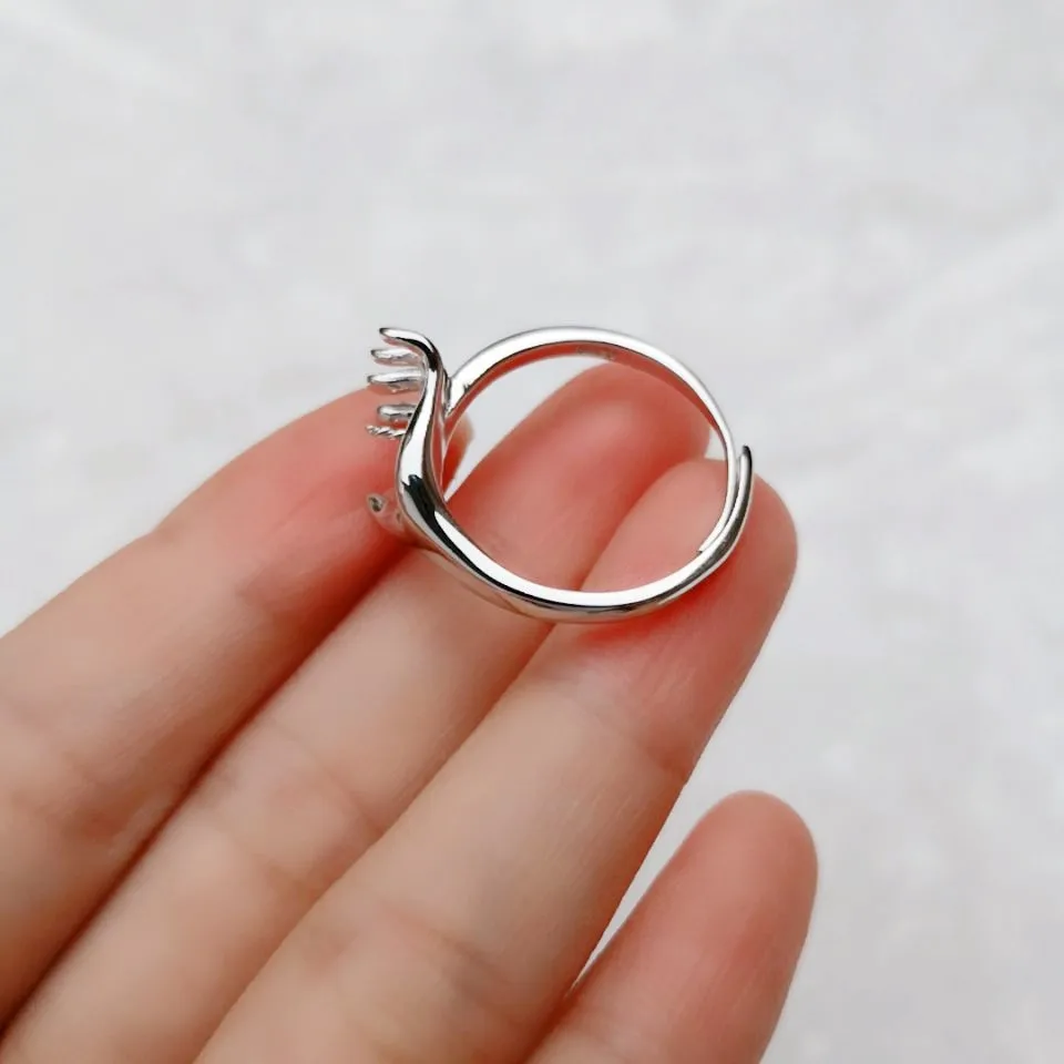 SSR338 Hand Shapes Ring 925 Sterling Silver Ladies Pearl Ring Bases