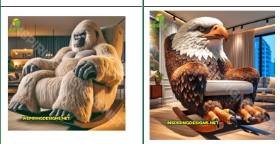 Factory  fairy tale style design realism and comfort Giant Fuzzy Animal Shaped Rocking Chairs sofas with armrest