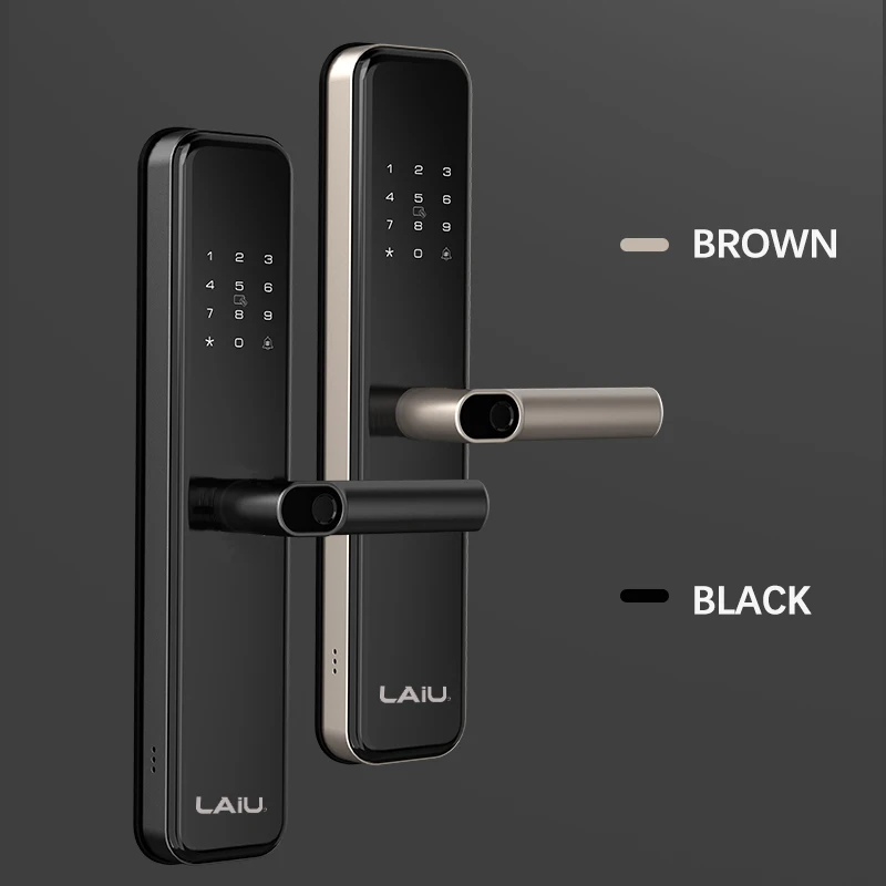 Laiu mortise biometric wifi app key card smart door lock with tuya function