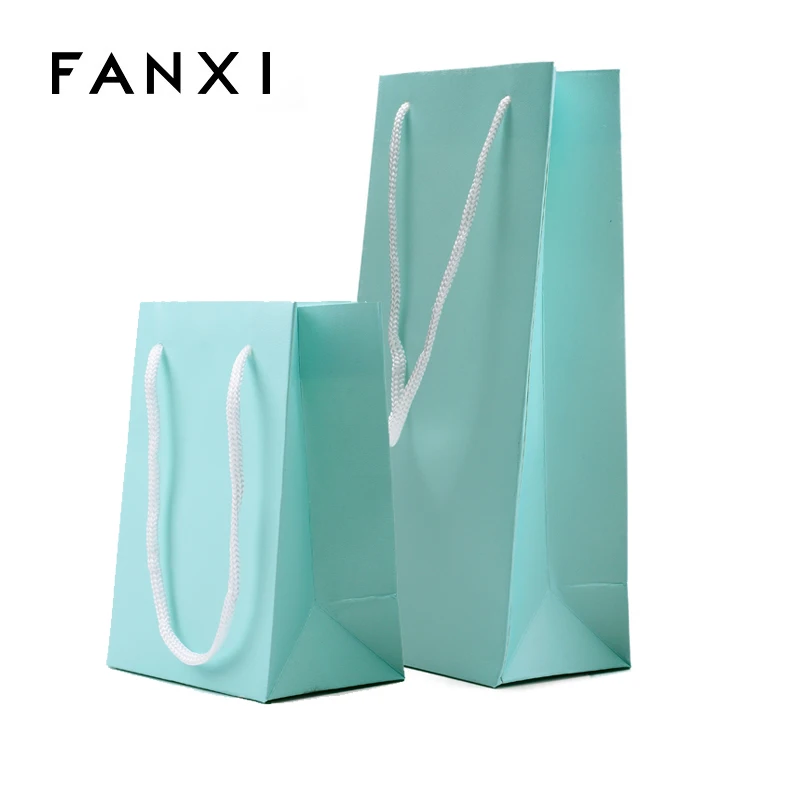 FANXI Китай оптовая продажа индивидуальная Заводская зеленая искусственная кожа модные бумажные ручные сумки для ювелирных изделий и подарков упаковочные подарочные пакеты