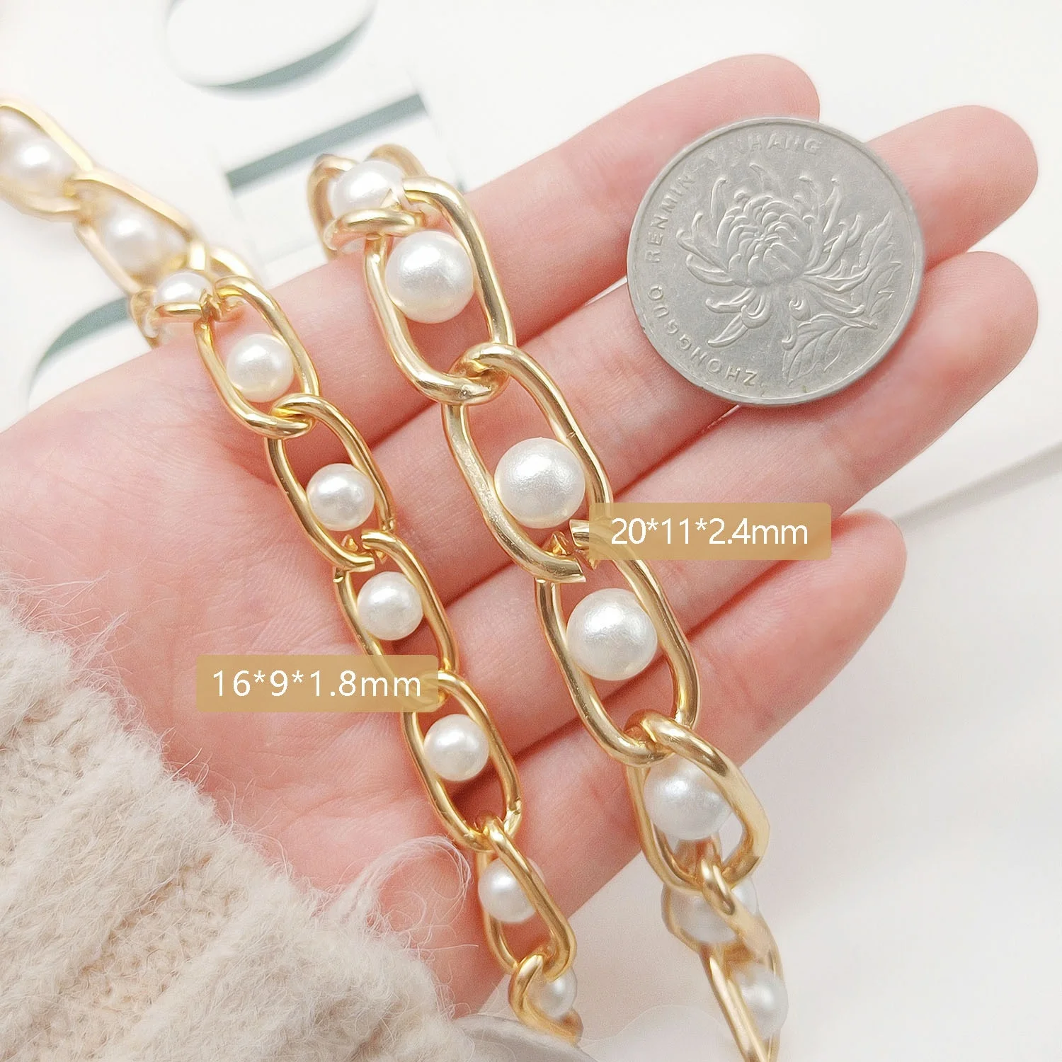 Low Price Imitation Pearl Bead Handle Chain Short Handbag Purse Chain Replacement handbag Bag pearl Chain