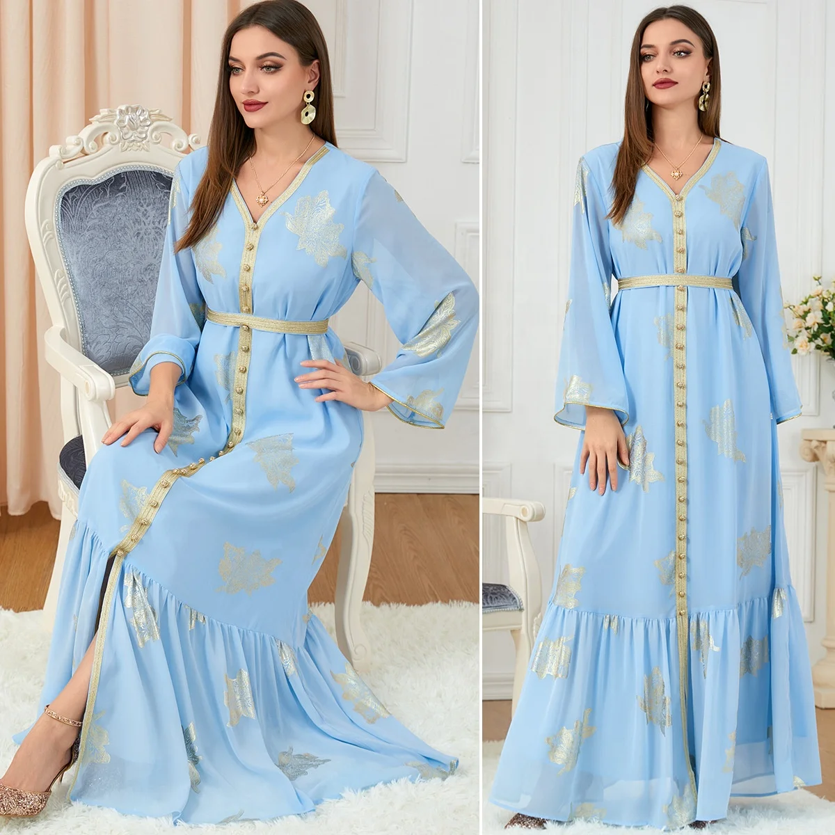 Middle East kaftan marocain Dubai Saudi Arab Morocco Caftan Gilding Women Muslim Dress
