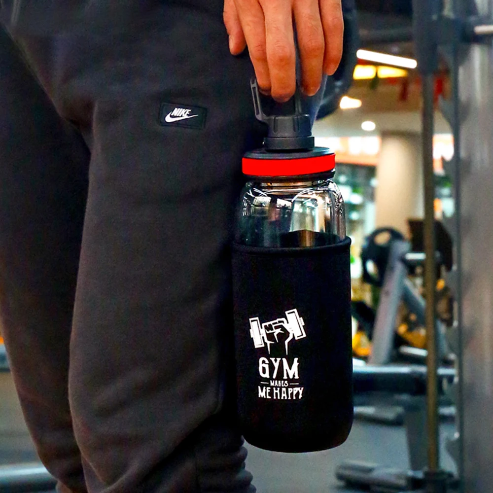 Wholesale 1000ml high borosilicate unbreakable LeakProof oem glass sport water bottle