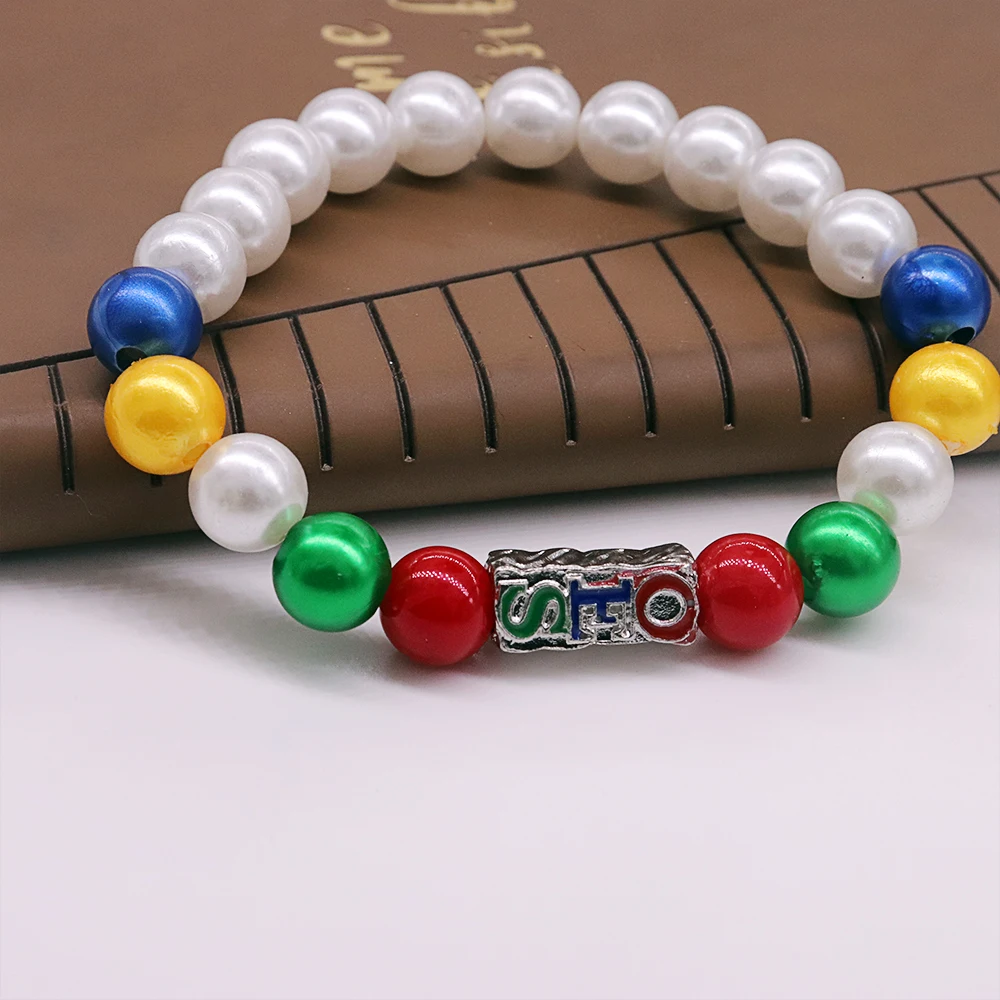 2024 New Arrival Masonic Jewelry Order Of The Eastern Star Design Colors Peal Making Beaded OES Ladies Elastic Bracelet