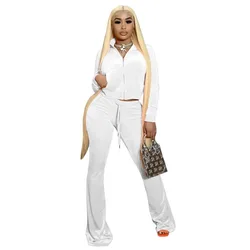 Velvet Track Suits For Women Set Sexy Velour Sweatsuits Two Piece Tracksuit Outfits Set Jogger Long Sleeve