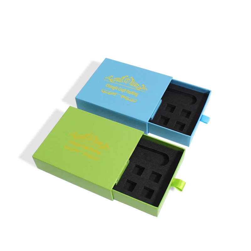 High Quality Custom Logo Popular Classical Design Gifts Keychain Box Packaging Small Drawer Box With Foam Insert