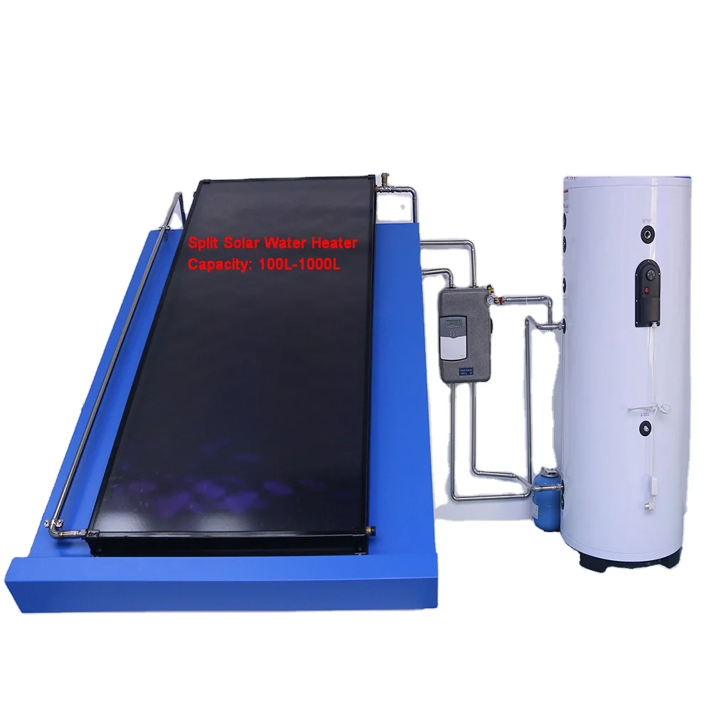Soletks 100liter to 1000liter Commercial Stainless Steel Split Solar Water Heating System with flat panel solar collector