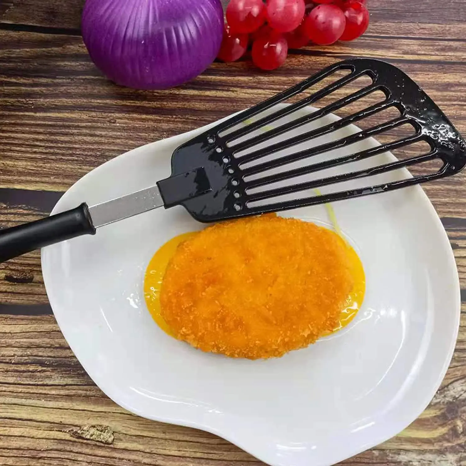 Nonstick Cookware Wide Nylon Blade Spatulas Rubber Turners Kitchen Tool Sturdy Slotted Spatula for Fish Egg Meat