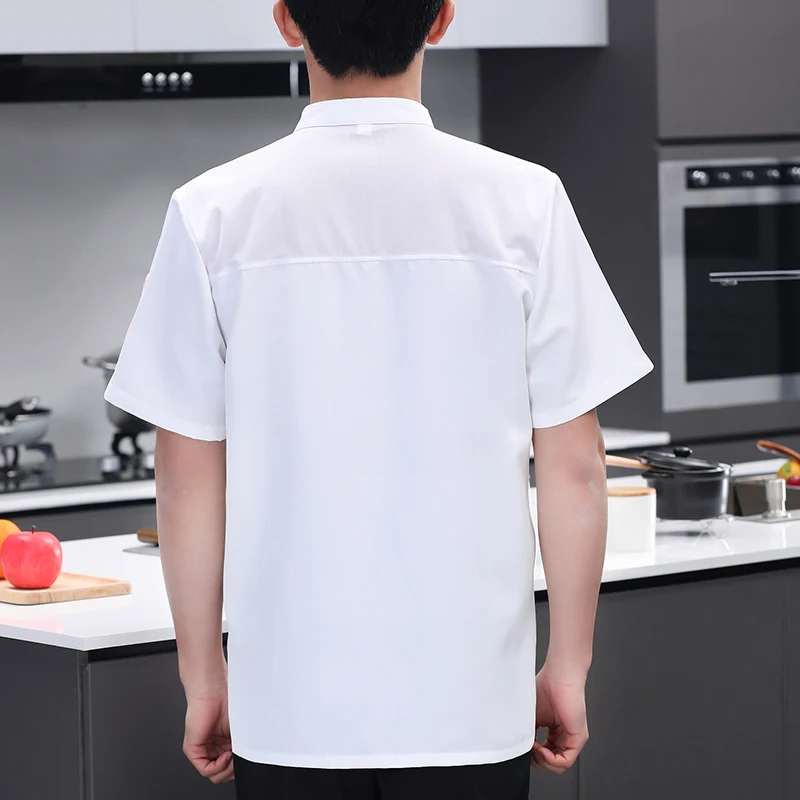 Chef Jacket Asian Restaurant Uniforms Shirt Chef Coat Full Black, Short Sleeve Mesh Customization