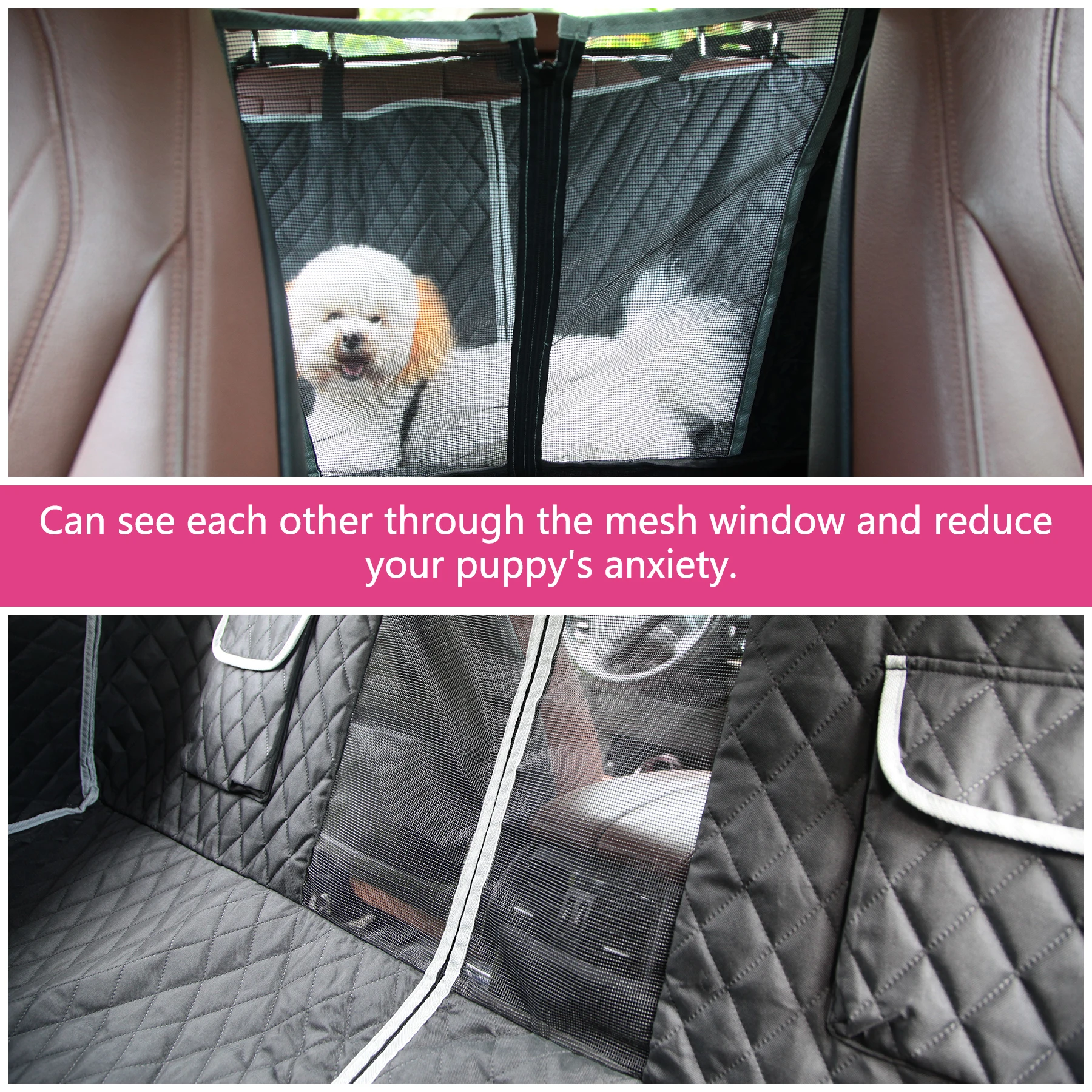 4-in-1 Dog Car Seat Cover Convertible Hammock Scratchproof with Mesh Window Durable 100% Waterproof Nonslip Cover for Back Seat