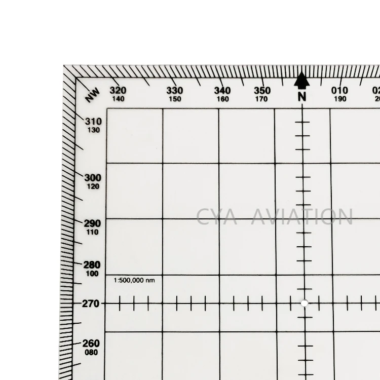 NW, NE, SE, SW on each corner 5 inch square aviation protractor CSP-1