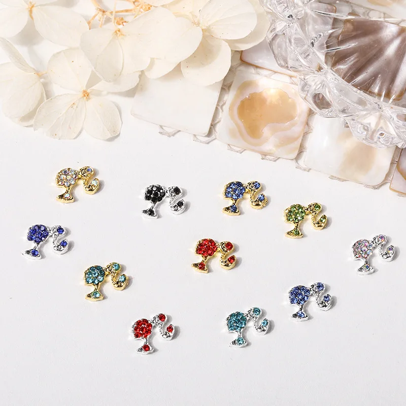 Alloy 3D Embellished Nail Art Accessories Cartoon Girl Head Nail Decorations Doll Head Nail Jewelry Charms