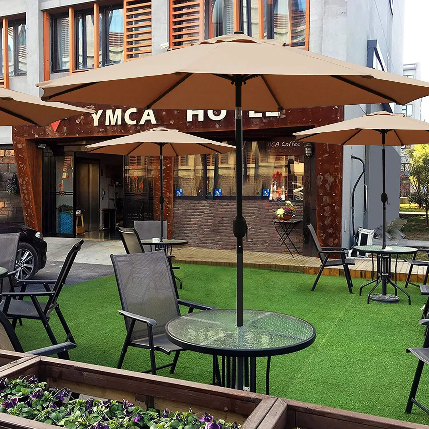 Outdoor quality garden restaurant terrace umbrella for design UV Protective Outdoor Garden Patio Hanging Sun Umbrella with logo