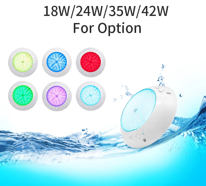 Refined Ultra Thin Resin Filled LED Pool Lamp AC DC12V Reflector Waterproof IP68 Remote Control RGB Swimming Pool Light