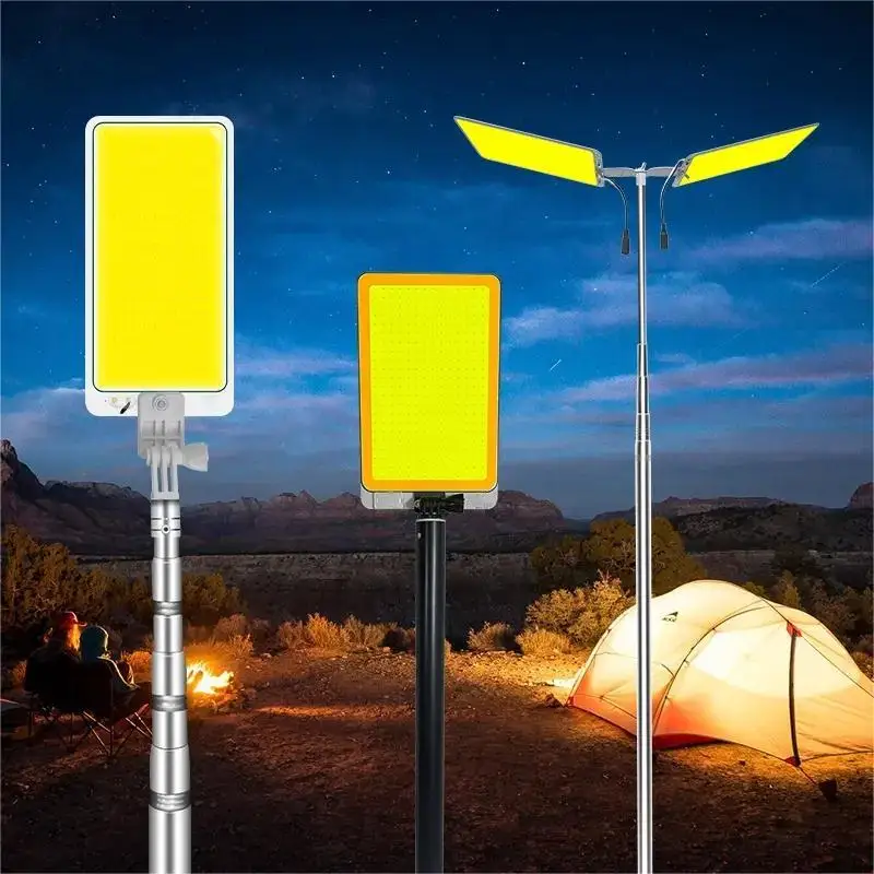 Multifunctional Hight Lumen Outdoor Portable Telescopic Rod Collapsible Lamp Cob Camping Lighting for Traveling Hiking Walking