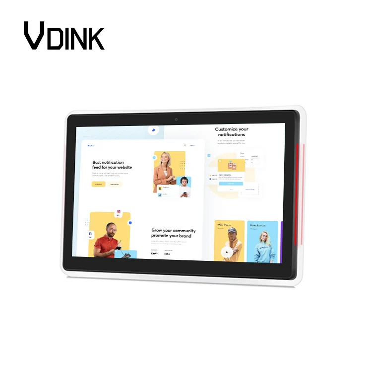 Vdink Professional Wall Mount Touch Screen Monitors OEM Led Light Bar Booking System Android Meeting Room Tablet
