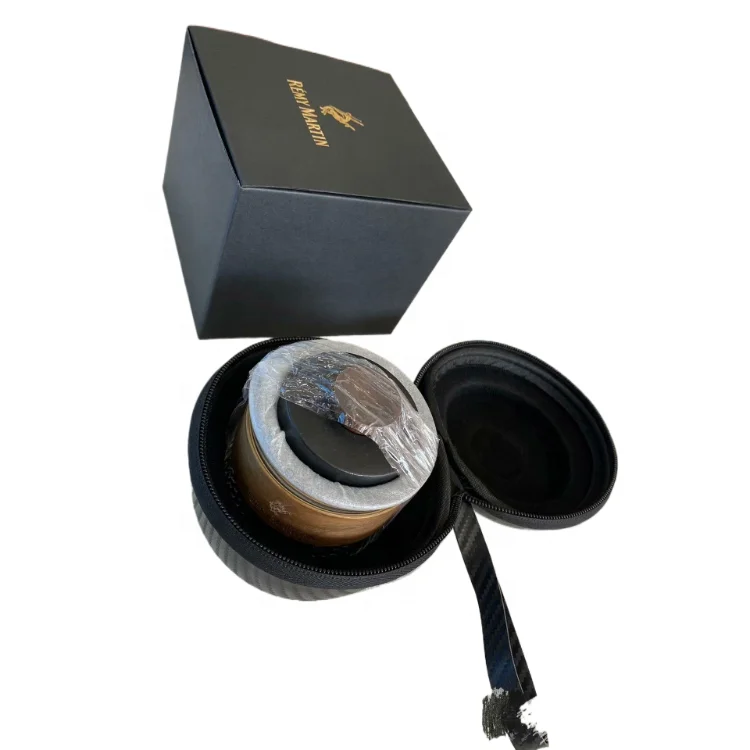 custom logo size color round zipper Carbon fiber eva tea cup packaging box Bag for Remy Martin cognac brand promotion