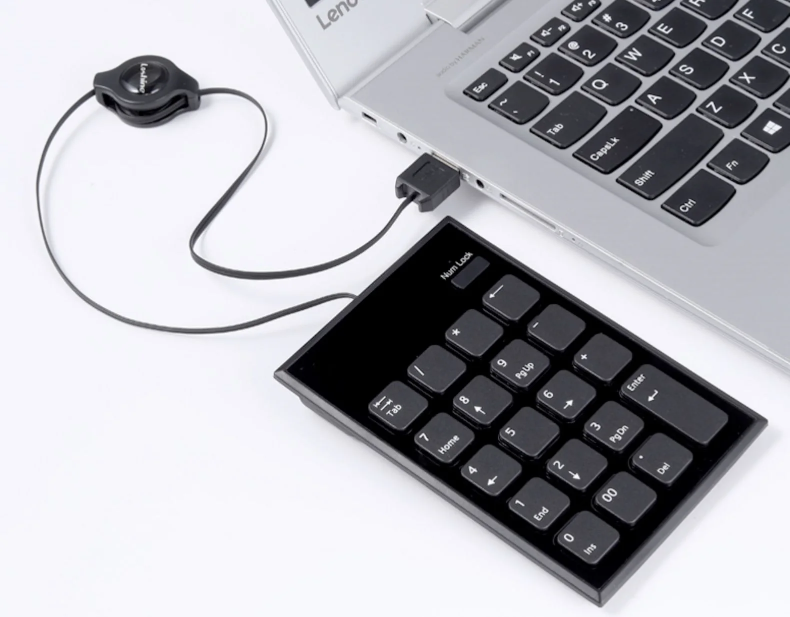 
USB Number Pad, Ultra Slim Numeric Keypad 19 Keys USB Numeric Keyboard for Laptop, PC:Black 